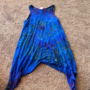 Worn once. Pendulum USA dark royal tie dye uneven hem long sleeveless top